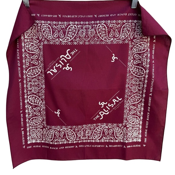 The Alisal Guest Ranch and Resort Other - Alisal Ranch Resort Bandana Burgundy Paisley Solvang California Santa Ynez Scarf